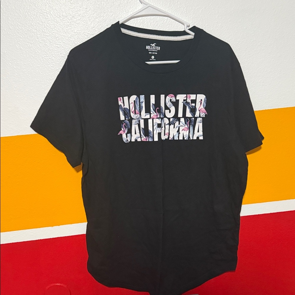 Hollister Black Tee with Floral Graphic